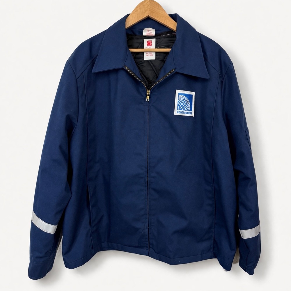 90s Lion Men XL Jacket Continental Airlines Workwear Quilted Lined Mechanic Zip‎